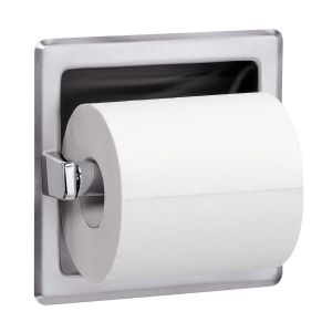 Bradley 5102 Recessed Single Roll Toilet Tissue Dispenser Bright Polished
