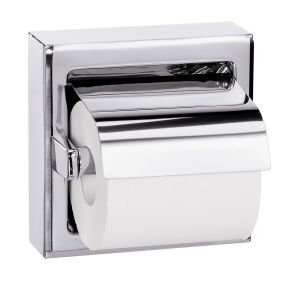 Bradley 5107 Surface Mounted Single Roll Hinged Hood Toilet Tissue Dispenser Satin Finish