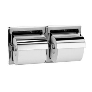 Bradley 5123 Recessed Double Roll Hinged Hood Toilet Tissue Dispenser Bright Polished