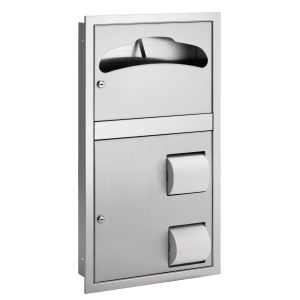 Bradley 5922 Recessed Seat Cover Dispenser and Toilet Tissue Dispenser Combination Unit