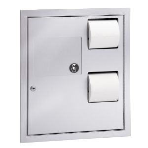 Bradley 5942 Recessed Sanitary Napkin Disposal and Toilet Tissue Dispenser Combination Unit