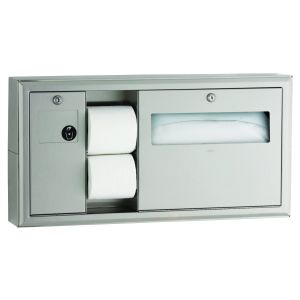 Bobrick B-30919 Surface Mounted Toilet Tissue Seat Cover Dispenser and Waste Disposal
