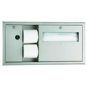 Bobrick B-3091 Recessed Toilet Tissue Seat Cover Dispenser and Waste Disposal