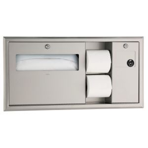 Bobrick B-3092 Recessed Toilet Tissue Seat Cover Dispenser and Waste Disposal
