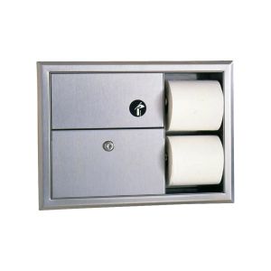 Bobrick B-3094 Recessed Sanitary Napkin Disposal and Toilet Tissue Dispenser