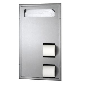 Bobrick B-34715 Partition Mounted Toilet Tissue and Seat Cover Dispenser