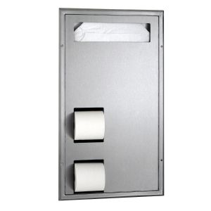 Bobrick B-3471 Partition Mounted Toilet Tissue and Seat Cover Dispenser