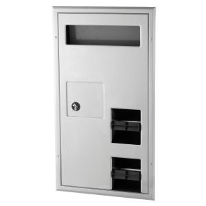 Bobrick B-35715 Partition Mounted Toilet Tissue Seat Cover Dispenser and Waste Disposal