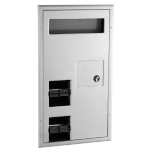 Bobrick B-3571 Partition Mounted Toilet Tissue Seat Cover Dispenser and Waste Disposal