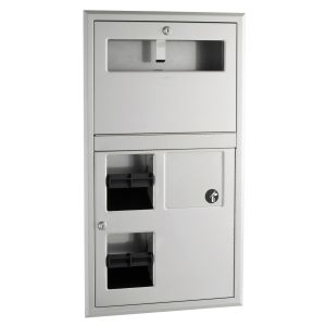 Bobrick B-35745 Recessed Toilet Tissue Seat Cover Dispenser and Waste Disposal