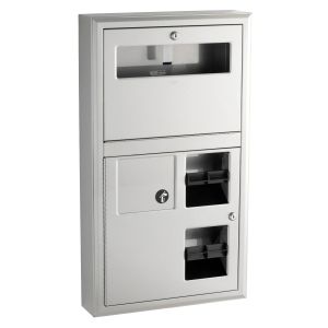 Bobrick B-3579 Surface Mounted Toilet Tissue Seat Cover Dispenser and Waste Disposal