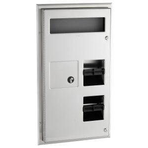 Bobrick B-357 Partition Mounted Toilet Tissue Seat Cover Dispenser and Waste Disposal