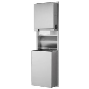 Bobrick B-39617 Recessed Convertible Roll Paper Towel Dispenser and Waste Receptacle