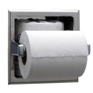 Bobrick B-6637 Recessed Single Roll Toilet Tissue Dispenser Extra Roll Storage