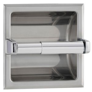 Bobrick B-667 Recessed Single Roll Toilet Tissue Dispenser Polished