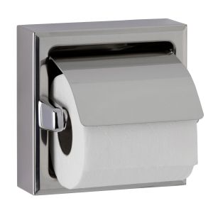 Bobrick B-6699 Surface Mounted Single Roll Toilet Tissue Dispenser with Hood Polished