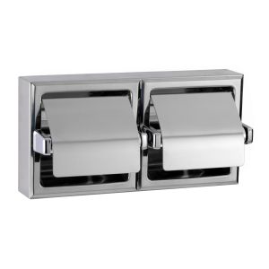 Bobrick B-6999 Surface Mounted Double Roll Toilet Tissue Dispenser with Hoods Polished
