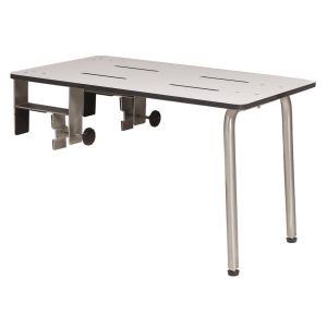 Seachrome SHPQ-265150-PWS Phenolic White Solid Edge Mounted Portable Tub Seat with Dual Clamps